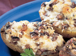Double-Baked Potatoes with Mushrooms and Cheese