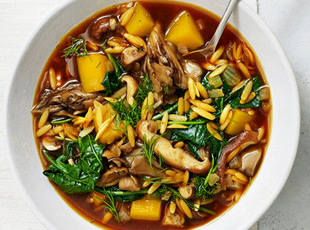 Squash, Mushroom, and Kale Soup With Dill